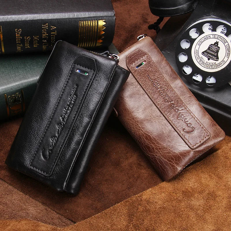 Key Organizer Key Case Key Purse Key Holder Coin Purse Genuine Leather Men Key Wallet Small Male Purse with Coin Pocket Key Holder Man Pouch Housekeeper Keyring