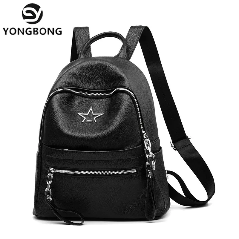 

YONGBONG Women Backpack PU Leather Backpacks Softback Bags Brand Name Bag Cavas Bag Casual Backpacks Teenagers Backpack Sac