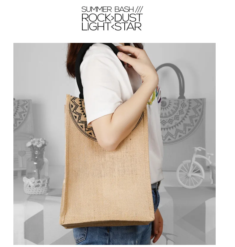 Модные Винтаж Хлопок и лен женская сумка сумки льняной мешок для покупок простые женские легкая сумка