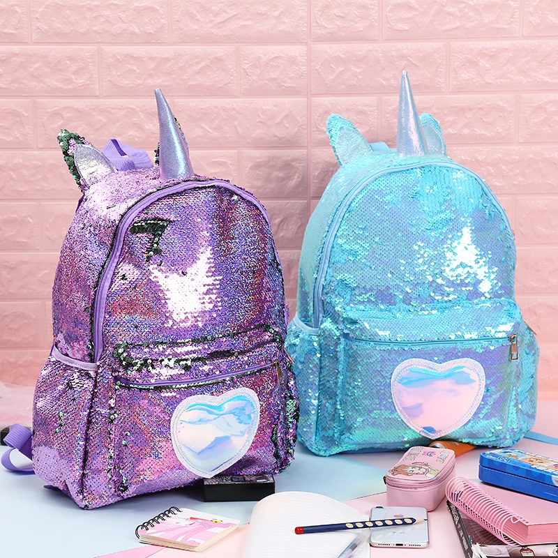 Модный женский рюкзак с блестками и единорогом из искусственной кожи; вместительная сумка для девочек; сумка для книг; школьная сумка для подростков и студентов