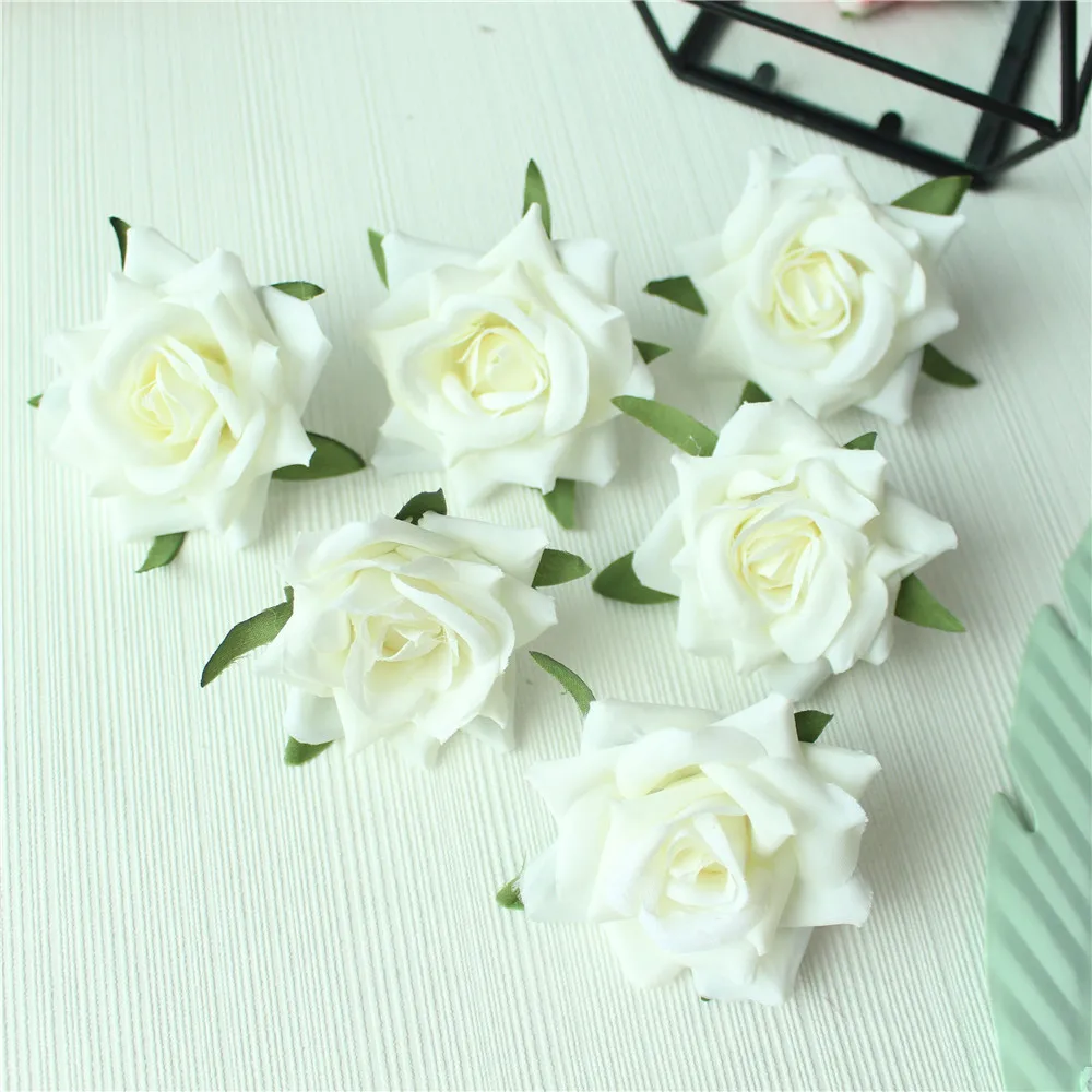 Artificial Flower Head Rose Pink Silk Flowers Garden Decoration White Artificial Flower Heads Wedding Flower Heads  (67)
