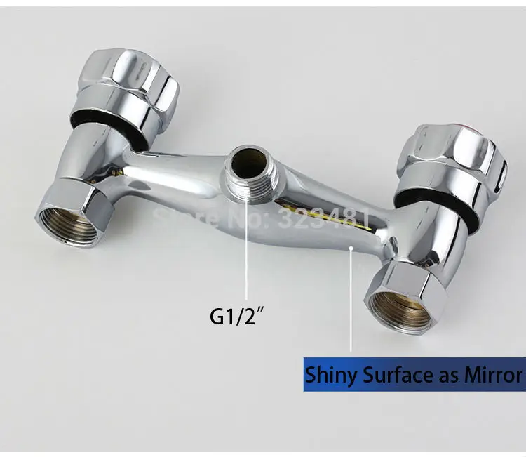 Brass Bath Shower Faucets Mixer Double Handle Wall Mounted Hot