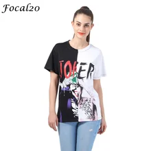 Focal20 Харадзюку граффити Джокер печати Женская футболка Летняя с коротким рукавом сшивание цветная графическая Футболка Топ уличная