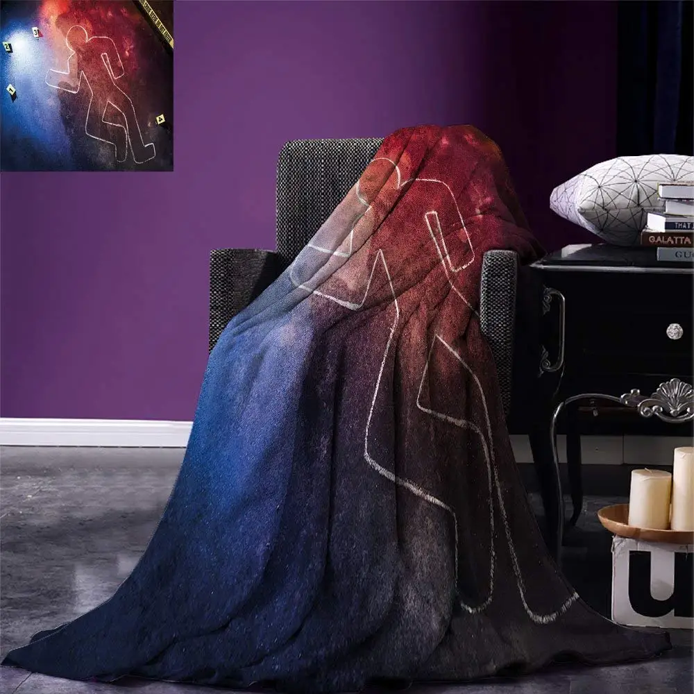 

Murder Scene Throw Fresh Homicide Scene Bullets Chalk Outline Evidence Markers Detective Police Warm Microfiber Blanket