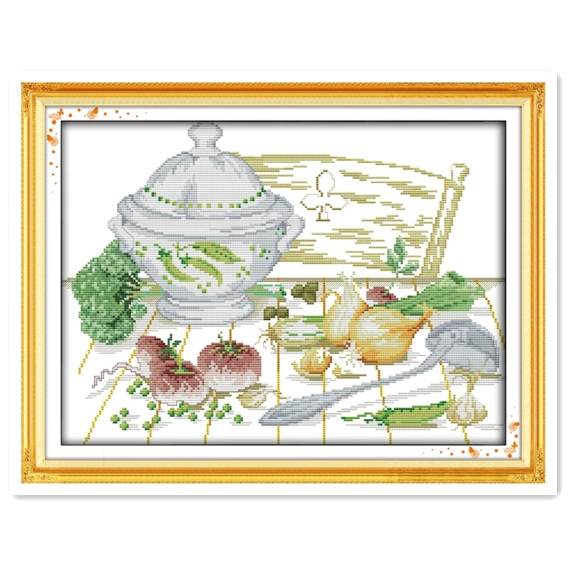 

Vegetables Chinese Counted Cross Stitch Patterns Kit Embroidery Cross Set Home Decor Needlework Rest Room Cross Stitch DIY Set