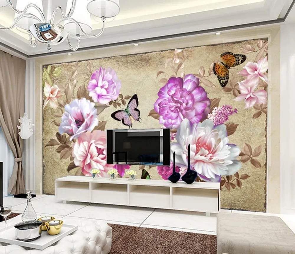 3d wallpaper for room Fashion peony floral background wall flower