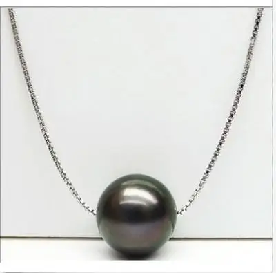 

AAA 11-12MM NATURAL GENUINE TAHAITIAN BLACK PEARL PENDANT NECKLACE
