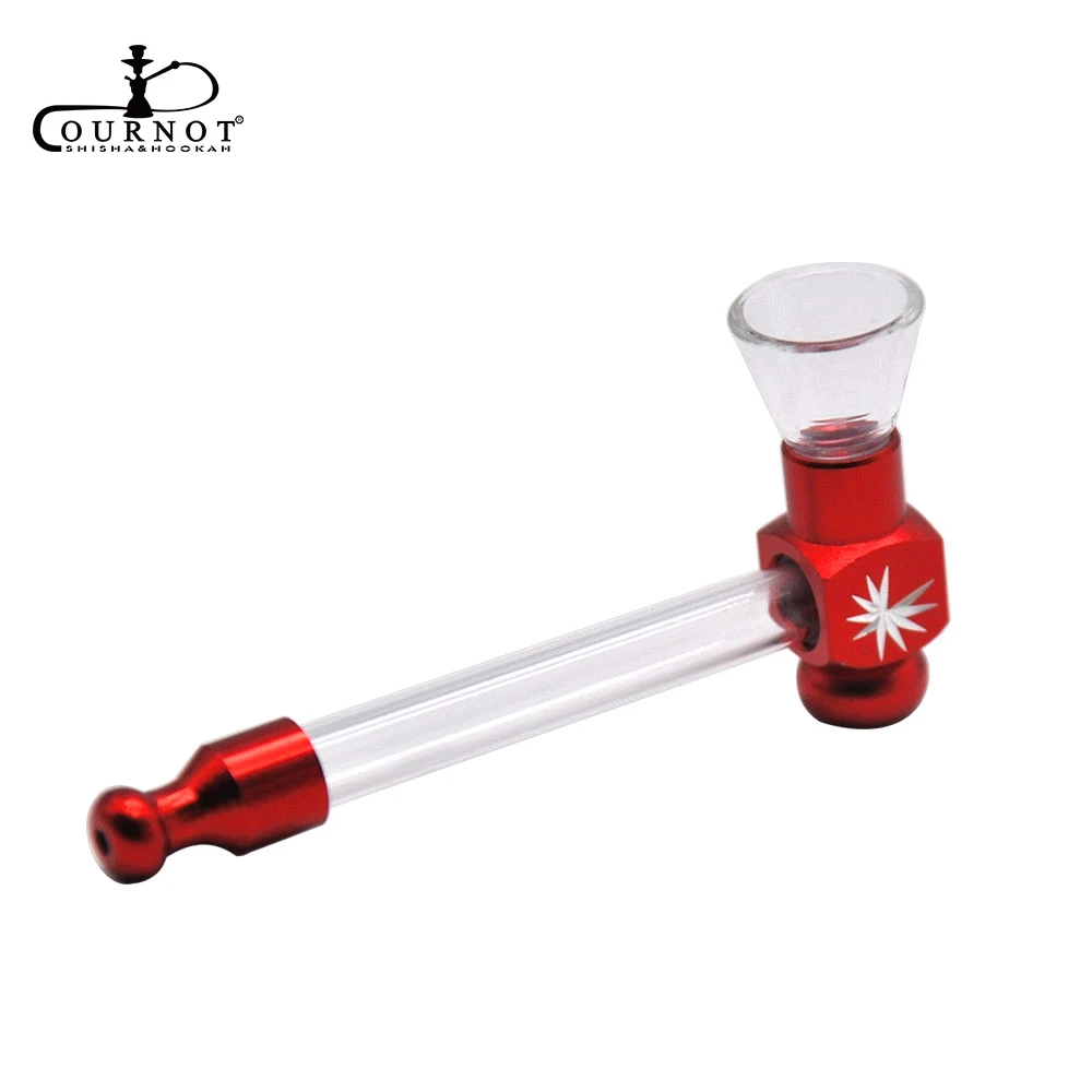 

COURNOT Leaves Craving Glass Smoking Smoking Pipes 13MM Metal Tobacco Herb Pipe Removeable Smoke Hand Spoon Pipes Accessories