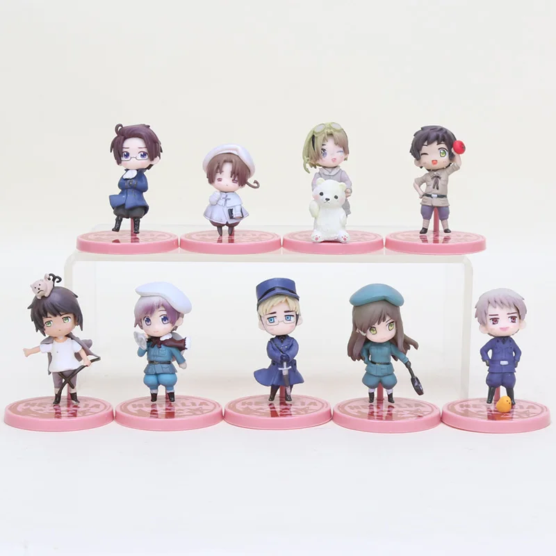 

9pcs Anime Axis Powers hetalia Q Version figures cosplay Keychain pendant pvc action figure collectible model toys brinquedos