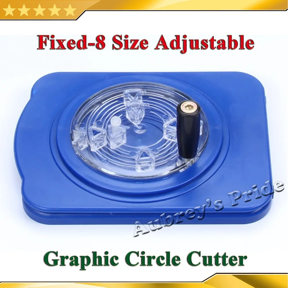 

Free Shipping Fixed 8 Sizes Adjustable Round Rotary Circle Graphic Paper Cutter Sharp Blade Die Board Button Maker