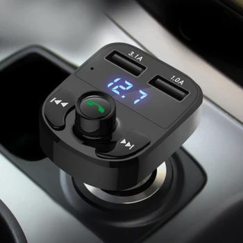 無線車のbluetooth 5.0 fmトランスミッタ、ハンズフリー通話、高速デュアルusb車の充電器、ラジオ受信機 & MP3音楽ステレオアダプタ