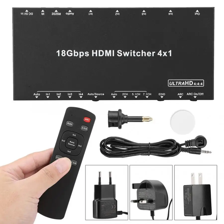 

Cable Audio Cable HDMI 2.0 4x1 Switch Switcher Splitter 4K 60HZ With Audio Extractor 100-240V Audio Line