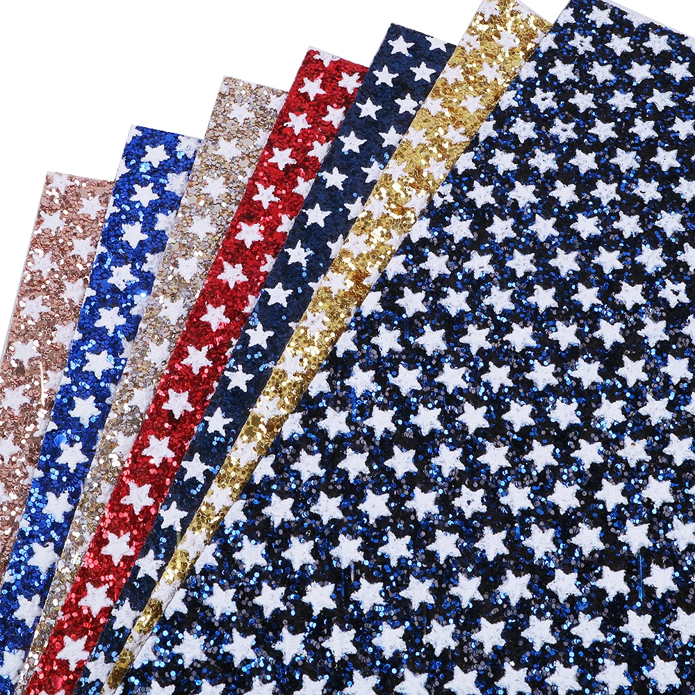 

david angie 20*34cm dots star Glitter faux Synthetic leather,DIY Sewing fabric for Garment Knotbow Bags Shoes,1Yc4250