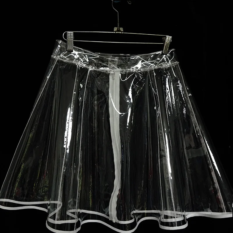 

Transparent Crystal Plastic Big A Word PVC Skirt Plastic Speaker Skirt Female Harajuku Plus Size Women Faldas Mujer Moda 2018