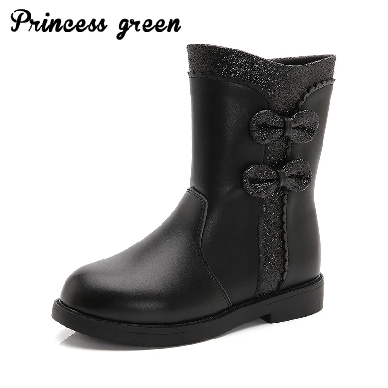 

Winter Fashion New Genuine Leather Children's Shoes Microfiber Leather Vamp Girl Snow Boots Antiskid Warmth