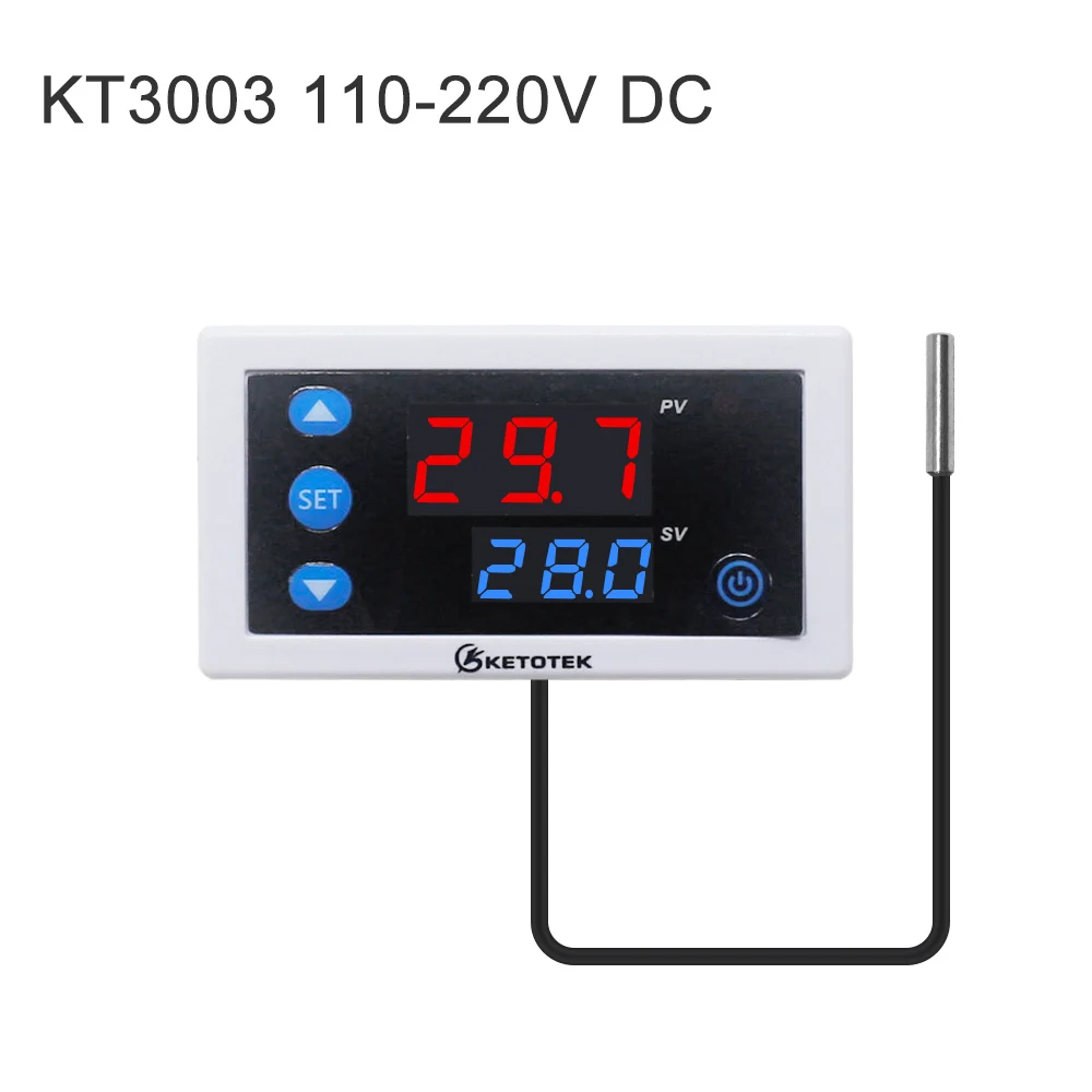 W3230 DC 12V 24V 110 V-220 V AC цифровой регулятор температуры светодиодный дисплей термостат с прибором управления обогревом/охлаждением - Цвет: KT3003 110-220V AC