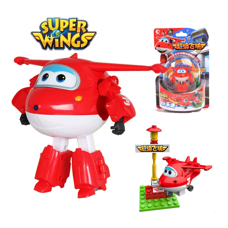 Мини Супер Крылья мини самолет ABS робот игрушки Фигурки Супер крыло трансформация реактивный мультфильм для детей подарок