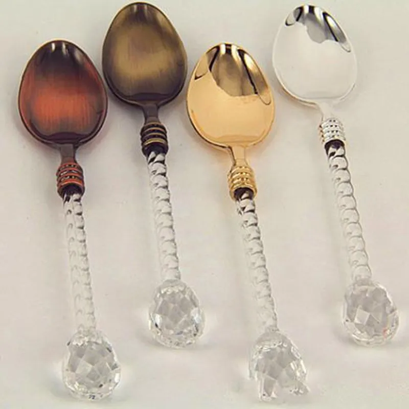 Crystal Handle Small Spoon Sugar Tea Spoons Flatware Drinking Tools
