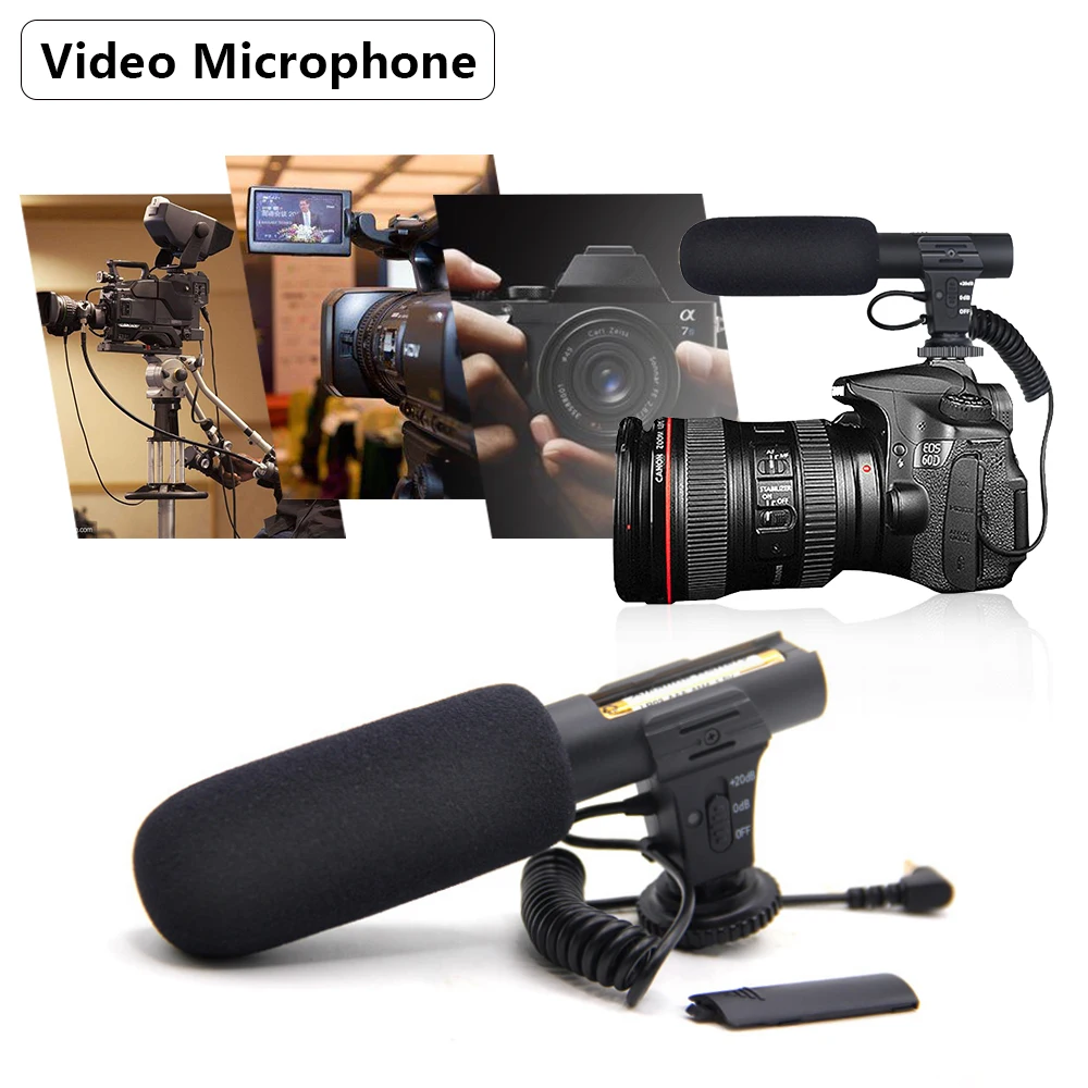 

Video Microphone,Photography Interview MIC Microphone Camera universal (3.5mm Interface)