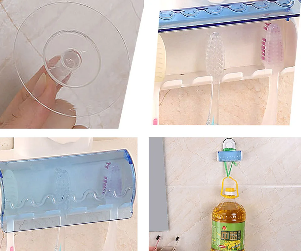 5 крючков, держатели для зубных щеток на присоске, настенный стеллаж для хранения зубных щеток, подставка, пыленепроницаемый органайзер, полки