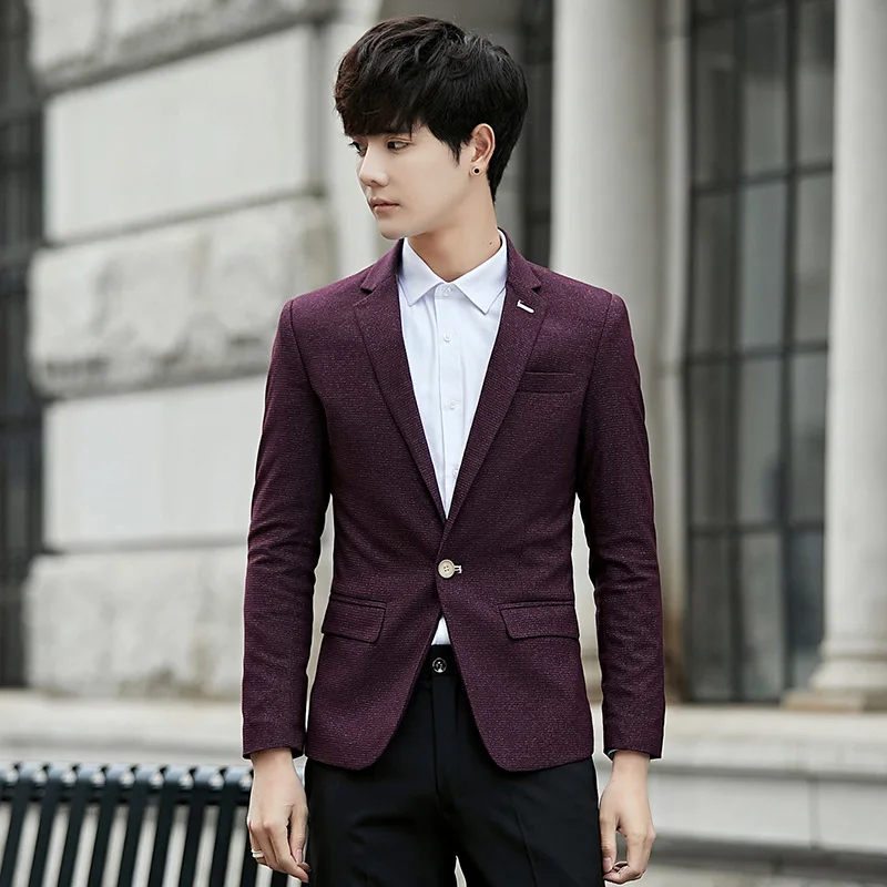 Mens Suits Classic Fit Piece Men's Stylish Burgundy Piece