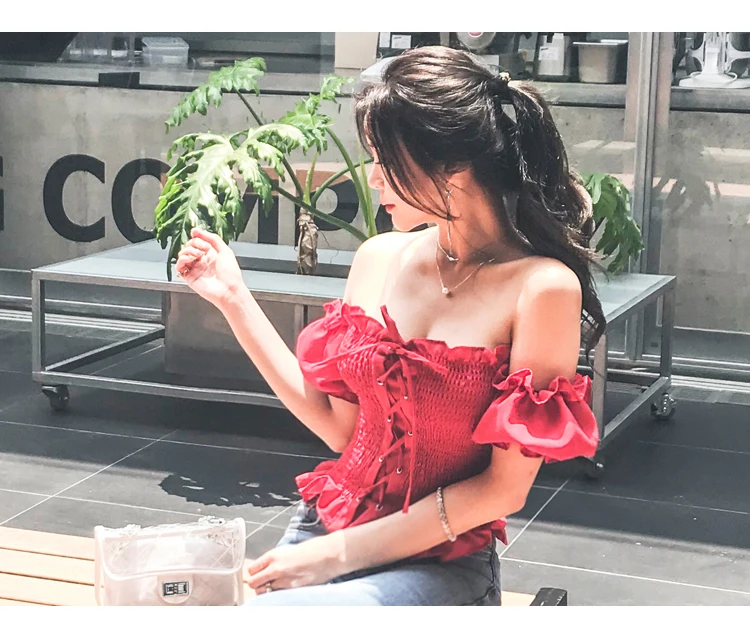 Boho sexy top cropped manga bufante, blusa