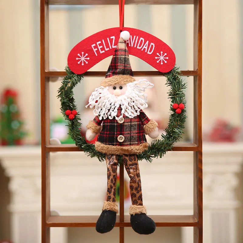Рождество венок Куклы Рождество украшение для дома с Санта Клаусом и снеговиком Grand haing дерево Рождественский подарок Рождество орнамент Navidad