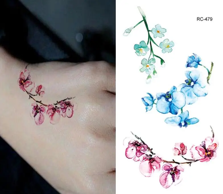 033 18 De Réductionautocollants De Tatouage Fleur De Prune étanche Hommes Et Femmes Simulation Durable Fleurs Sexy Poitrine Dos Bras Couverture