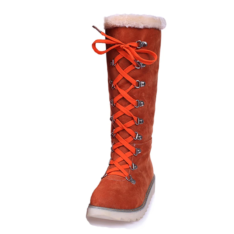 KemeKiss/ ; сапоги до середины икры на танкетке; женская зимняя модная теплая обувь; ботинки; европейские Size34-43; P15890 - Цвет: Оранжевый