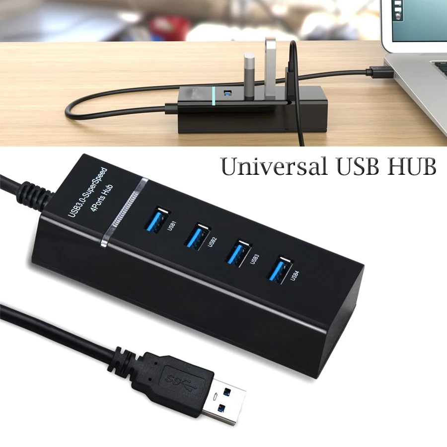 

4 in 1 USB 3.0 Super Speed Up to 5Gbps 4 Ports USB HUB Splitter Black Adapter for PS4/for SLIM/for PRO