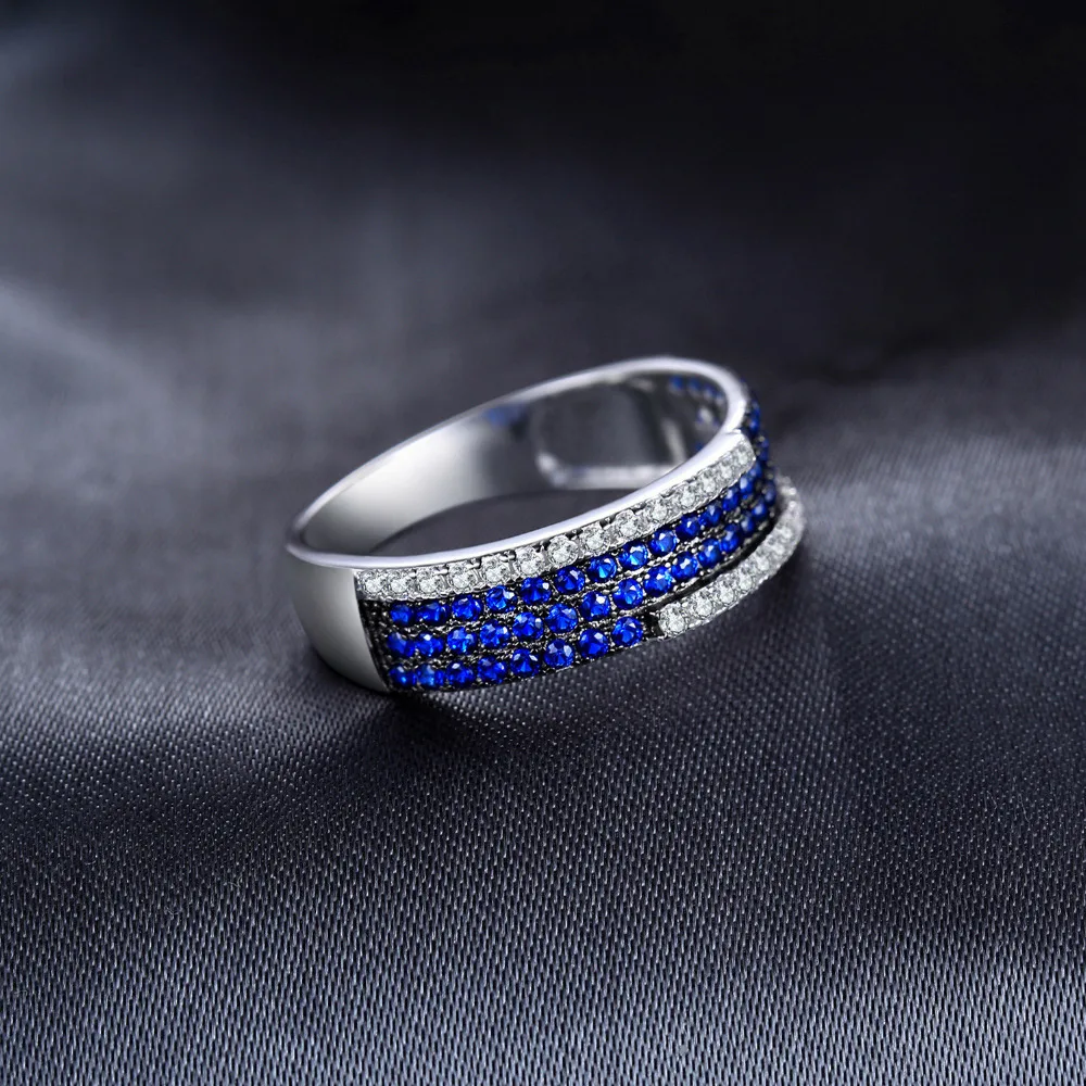 JewelryPalace 0.8ct Created Blue Spinel Cluster Cocktail Ring 100% Real 925 Sterling Silver Fashion Brand Fine Jewelry For Women