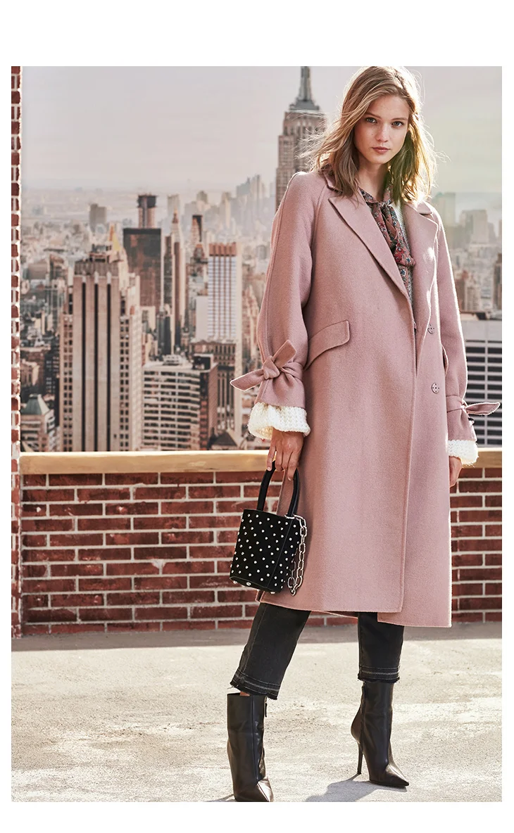 Только женское зимнее новое шерстяное пальто с Боковым Разрезом дизайн с манжетами парка женская| 11836U507
