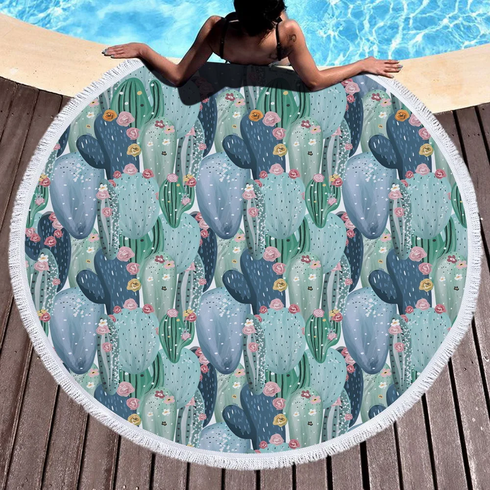 Urijk пляжное полотенце в стиле бохо с принтом тропических растений, пляжное полотенце из микрофибры, круглая ткань, банное полотенце для гостиной, для дома, декоративное - Цвет: StyleS