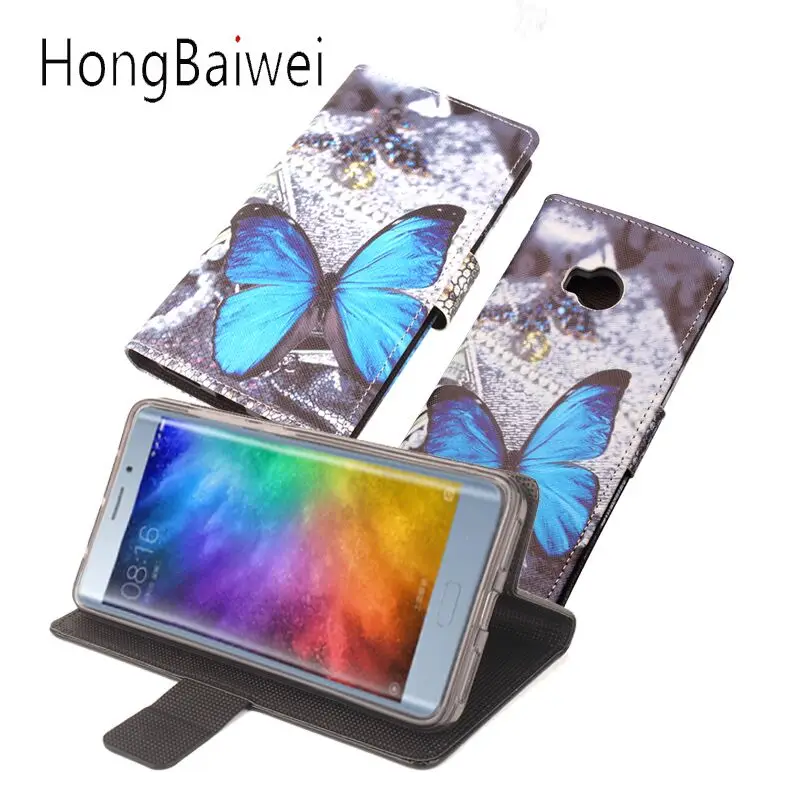 

Luxury Leather Case For Xiaomi Note 2 Wallet Phone Cases with Stand and Card Holder For Xiaomi Note 2 Butterfly Flower Tower