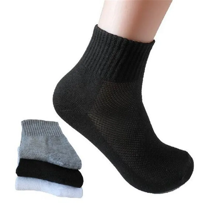 10 пар/лот, высокое качество, мужские весенне-летние Черные Сетчатые носки, мужские хлопковые носки, мужские серые носки, H-45 - Цвет: Черный