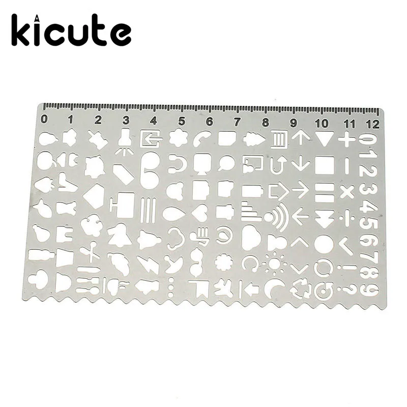 

1pcs Hollow Cutout Metal Drawing Scale Ruler DIY Cute Kawaii Gift Graffiti Stencil for Stationery School Supplies Student
