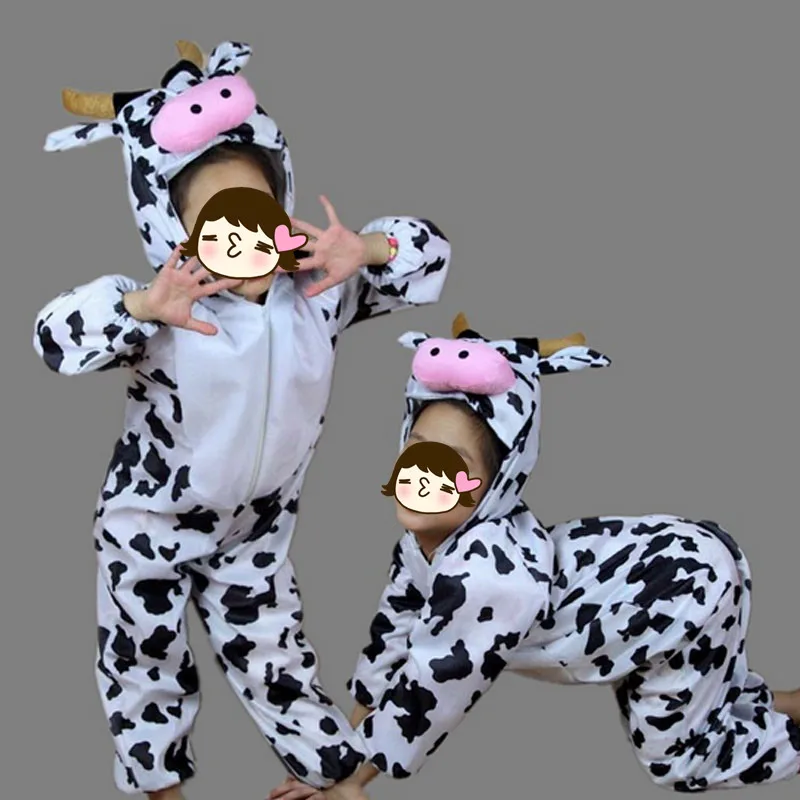 Kids Milk Cow Cosplay Clothing Jumpsuits Boy Girls Cartoon Animal Carnival halloween costume for kids Christmas