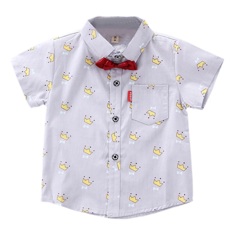 Детские рубашки для мальчиков 2019 г. Летняя детская рубашка для маленьких мальчиков, топы с короткими рукавами, детская одежда с принтом для