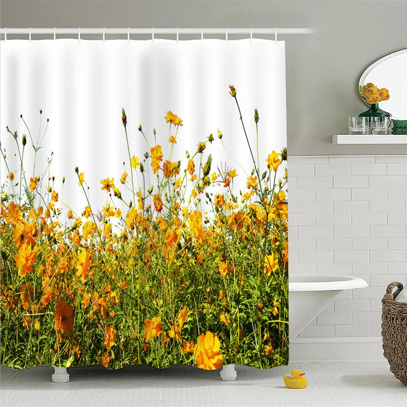 

Hot 3D Printing Shower Curtain Natural Scenery Sunny Rapeseed Shower Curtain Bedroom Bathroom Curtain