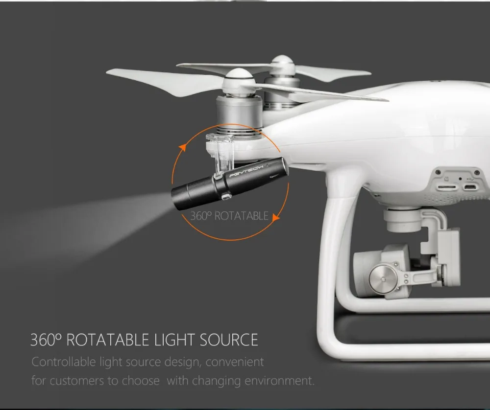 PGYTECH налобный фонарь для Phantom 4 серии Регулировка светодиодный интенсивность света принадлежности лампа для дрона