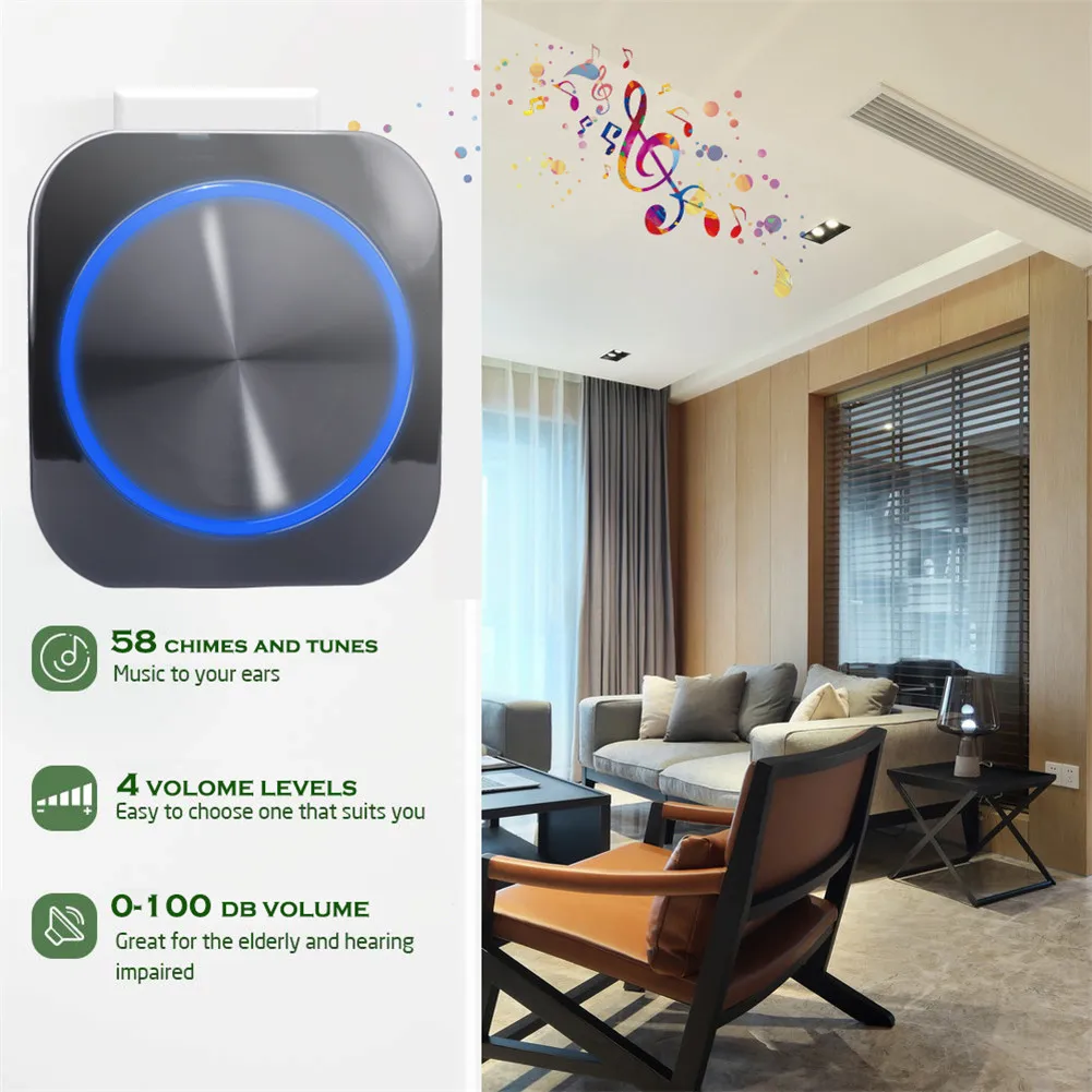 YIFAN Self-powered Wireless Doorbell no battery Waterproof 150M Remote EU Plug home Door Bell Chime ring 1 2 button 1 2 receiver YIFAN Self-powered Wireless Doorbell no battery Waterproof 150M Remote EU Plug home Door Bell Chime ring 1 2 button 1 2 receiver