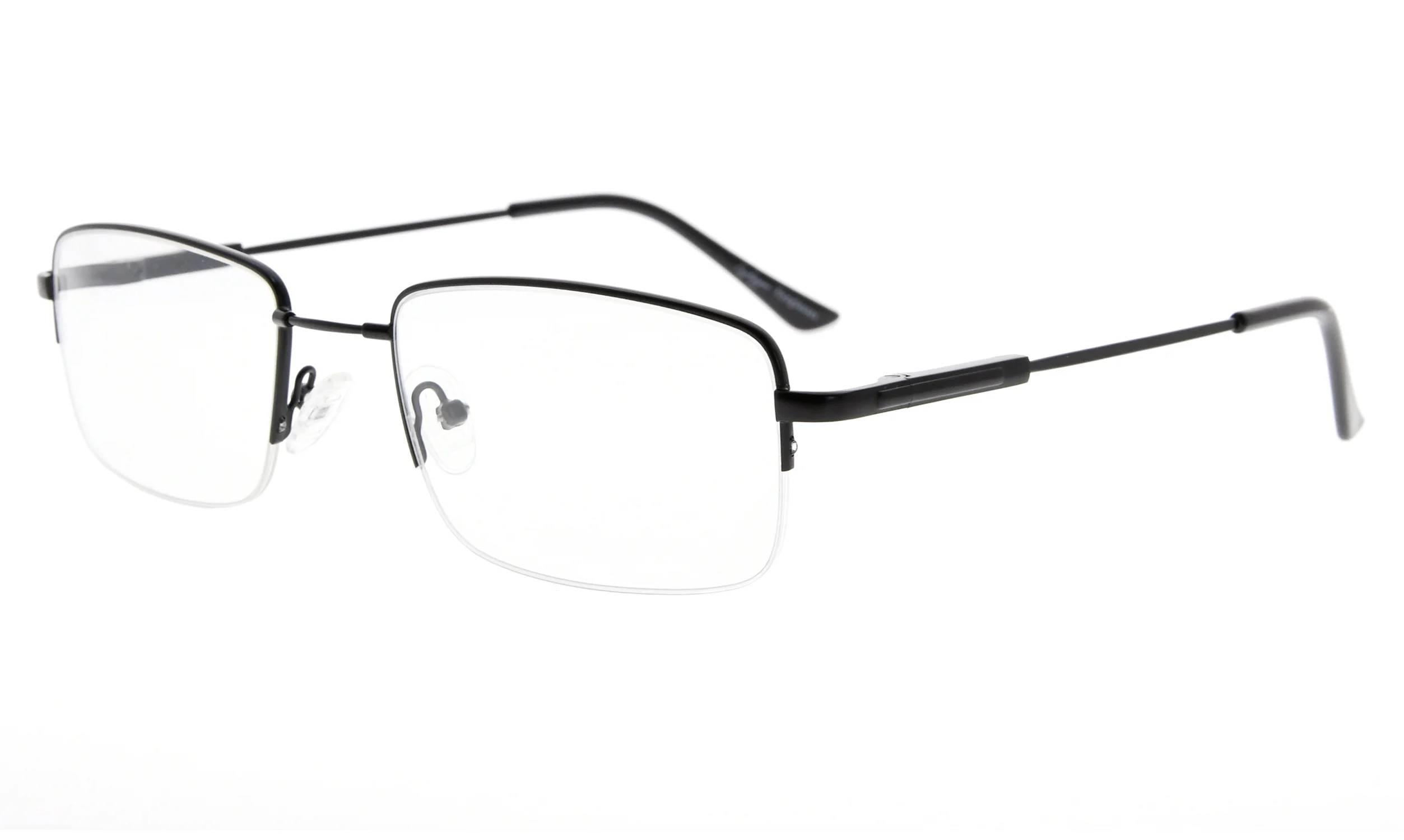 R1702 Eyekepper Mens Half-Оправа очков для чтения очки для чтения с гибкой титановый крепеж и храм 0,00~ 4,00 - Цвет оправы: Black