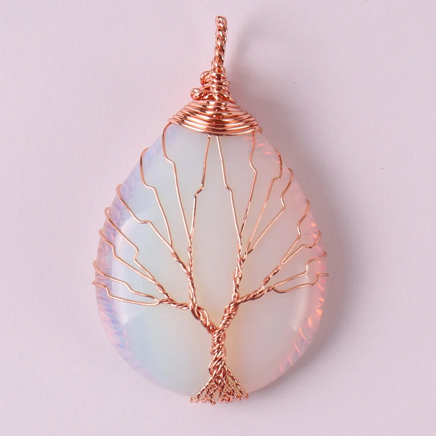 Opal Handmade Wire Wrap GEM Pendant Teardrop Jewelry S632in Pendants