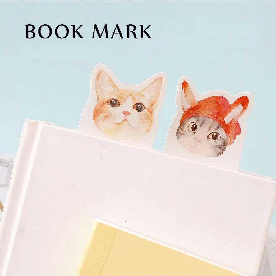 6 компл./лот Kawaii кошки книга марка мультфильм животных бумаги bookmarkers Memo закладки книга Аксессуары Канцтовары Школьные принадлежности 7018