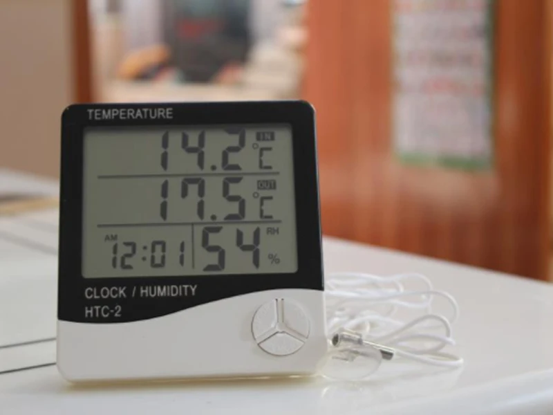 Цифровой термометр гигрометр электронный ЖК-дисплей измеритель температуры и влажности Метеостанция Крытый Открытый часы HTC-2