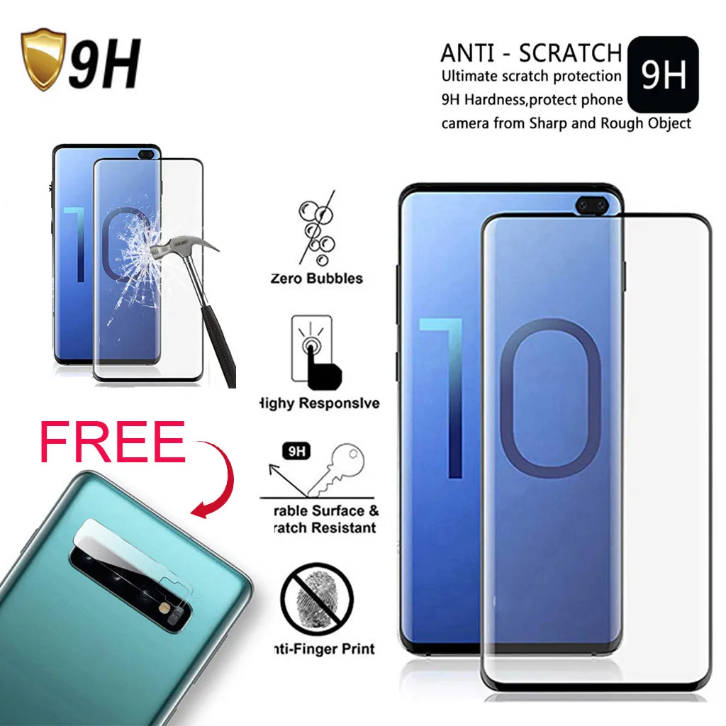Screen Protecto Tempered glass for Samsung s10e S10 Plus 6.4inch  HD Tempered Glass Screen Protector Film+Camera Film z7