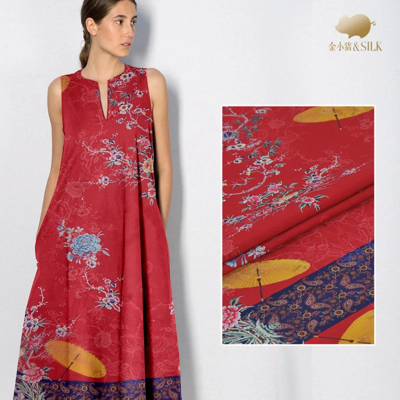 Тяжелая шелковая льняная ткань мягкая и нежная юбка платье-Чонсам шелковая ткань натуральная льняная ткань белье оптом ткань