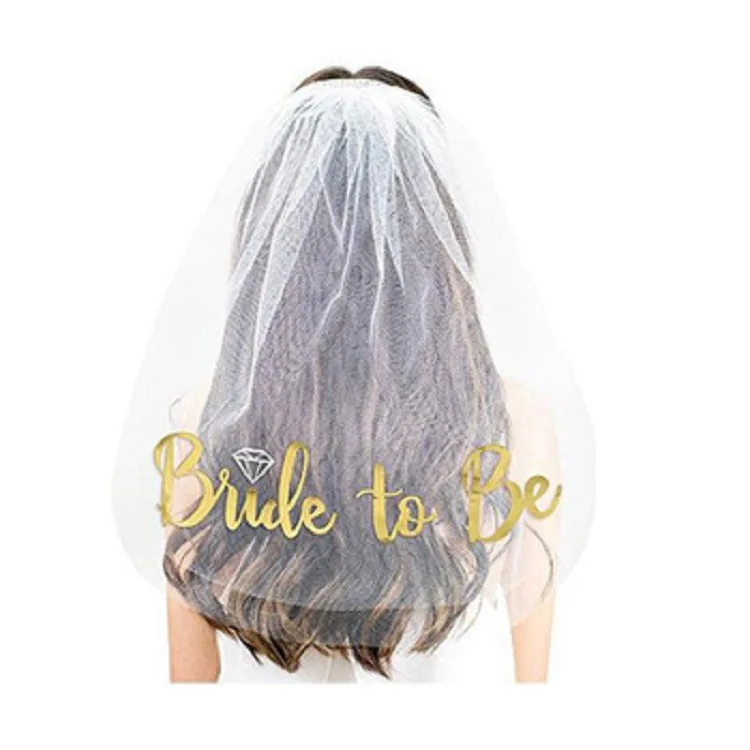 

Stage Banquet Veil Hat Headdress Bronzing Single Party Veil Pop Bridal Veil Wholesale Hot Sale Wedding Decoration