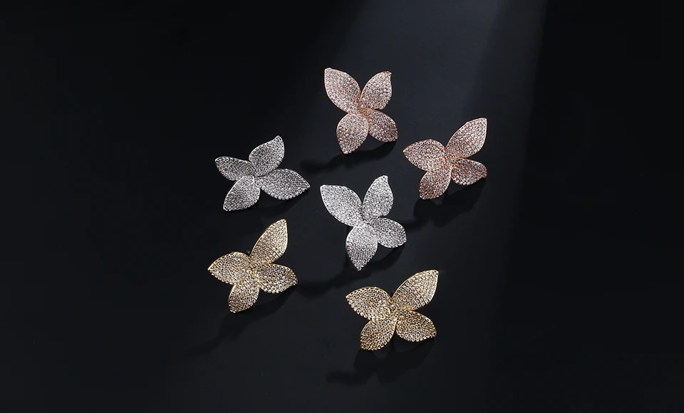 ZAKOL новые модные роскошные серьги-гвоздики с бабочкой AAA кубическим цирконием, с большим цветком, для женщин, вечерние, подарки FSEP2078