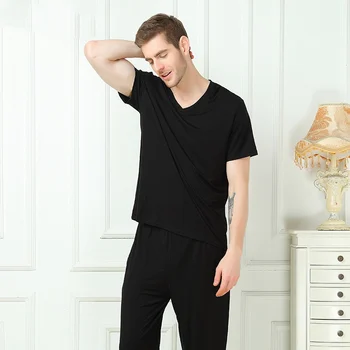 

Men's Bamboo Fiber Pajama Set Men Pajamas Sleepwear Men Sexy Modern Style Soft Cozy Satin Nightgown Men Red Blue Summer Autumn